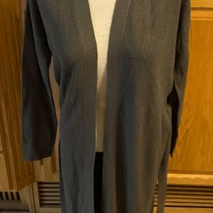 NWOT Brave Soul Medium Floor Length Dark Gray Sweater Open Front with Belt